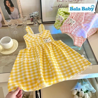 เดรสสก็อตลายกระต่าย เดรสเด็ก กระโปรงเด็ก คอบัวหูกระต่ายน่ารักๆ Size80-110cm LYQ01