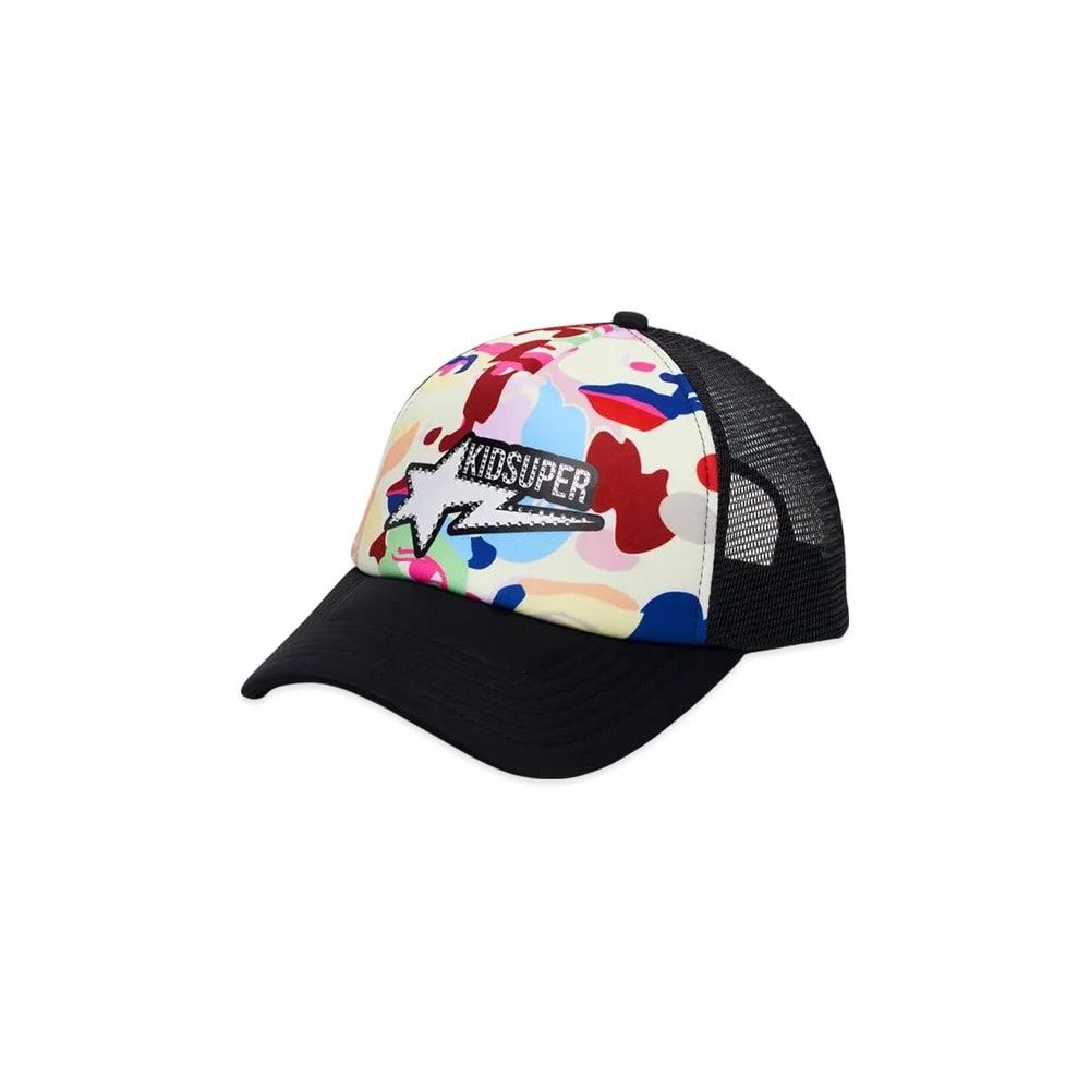 A BATHING APE Bape x Kidsuper Sta Logo Rhinestone Trucker Cap Multi Unused