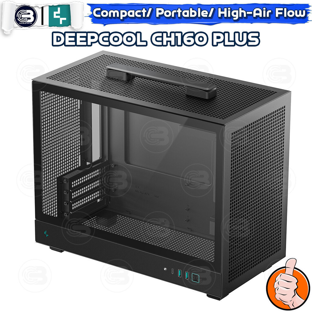 [CoolBlasterThai] DEEPCOOL CH160 PLUS M-ATX High-Airflow PC Case Black ประกัน 1 ปี