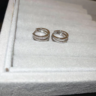 ต่างหูห่วงคู่หญิงหรูหรา Rhinestone อารมณ์ High-End หูหัวเข็มขัดประณีต Niche แฟชั่นอินเทรนด์ต่างหู