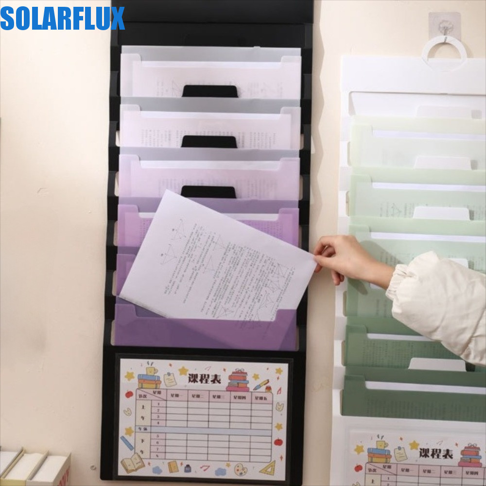 SOLARFLUX แฟ้มแขวนโฟลเดอร์, 6 กระเป๋า Multi-color File Organizer, Fodable ความจุขนาดใหญ่ติดผนังขยาย Accordian กระเป๋าหนังสือพิมพ์