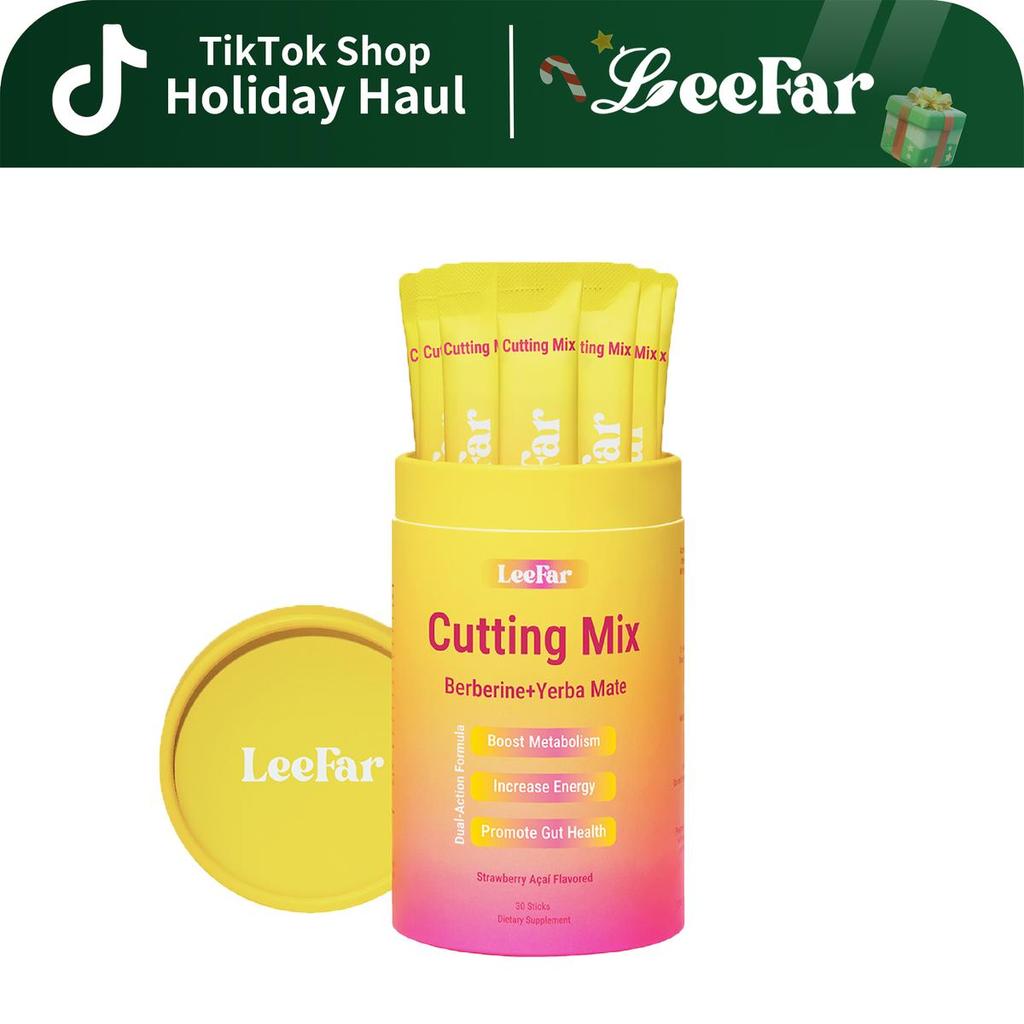 LEEFar Cutting Drink Mix สูตรผสม Berberine, โครเมียม, 5-HTP, Yerba Mate และแมกนีเซียม | รสสตรอเบอร์ร