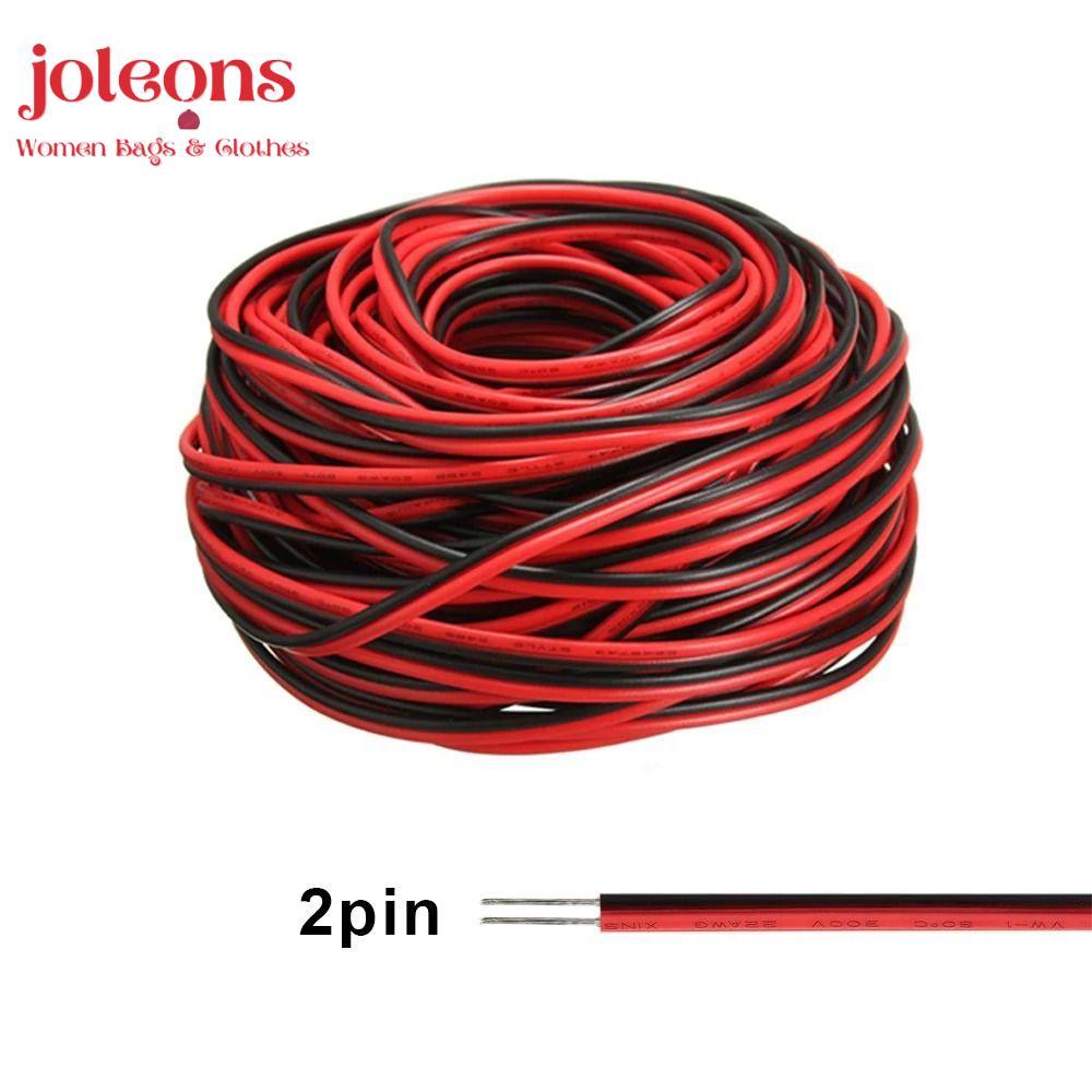 JOLEONS 3/20M สายไฟ, 2PIN PVC ฉนวนสายไฟ, 22AWG สีเดียว LED Strip Light ดีบุกทองแดงสีแดงสายสีดํา