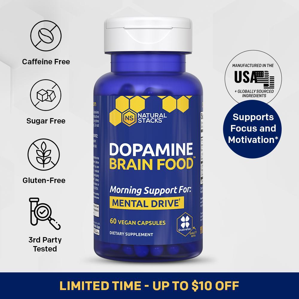 ส่วนร่วมสมอง Dopamine พร้อม L-Tyrosine - ส่งเสริม Mental Drive, Clarity & Focus - พอร์ต Mental Energ