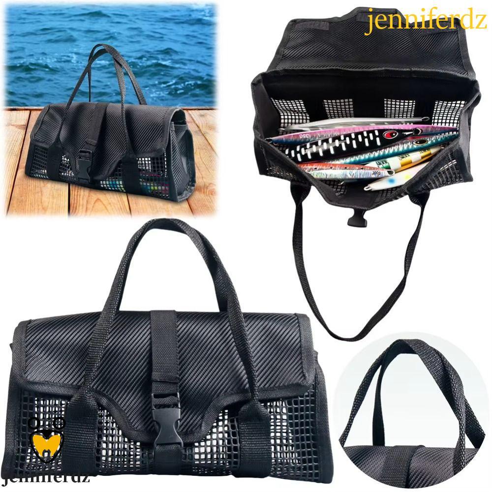 อุปกรณ์จัดเก็บเหยื่อล่อตกปลาระบบทองเตอร์ JENNIFERDZ ความจุขนาดใหญ่ พร้อมที่จับและกระเป๋าตาข่าย