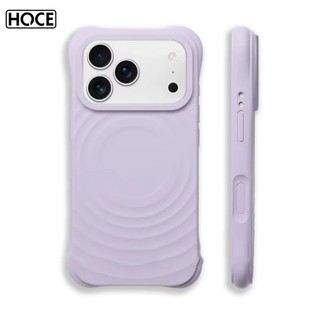 HOCE หรูหราซิลิโคนเหลวระลอกน้ําเคสโทรศัพท์สําหรับ IPhone 17 Air 16 15 14 13 12 11 Pro Max Wave Corrugate ลูกอมนุ่ม