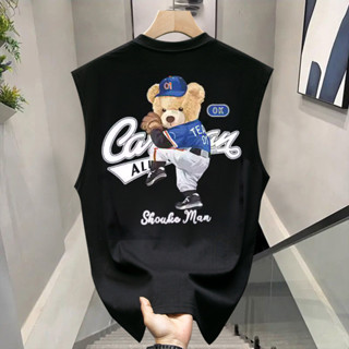 เสื้อกล้ามผู้ชาย ลายหมี Polar Bear สไตล์เกาหลี Oversized Cot…