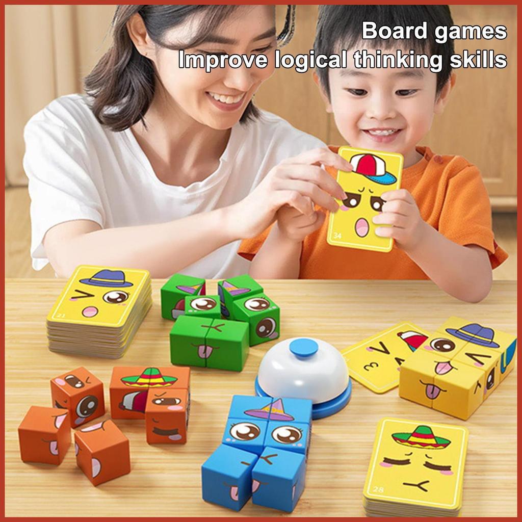 Face Change Cube เกม Face Change Cube Building Blocks เกมรูปแบบเกมจับคู่สําหรับเด็ก 3 ปี shopebanmy