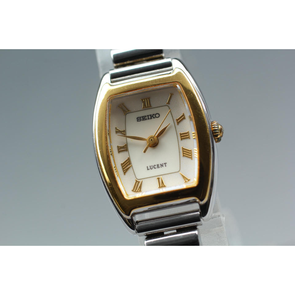 Vintage 1985 Exc+5* Seiko Lucent 4N21-5290 Blue Tone Tank Roman Qz Ladies Watch