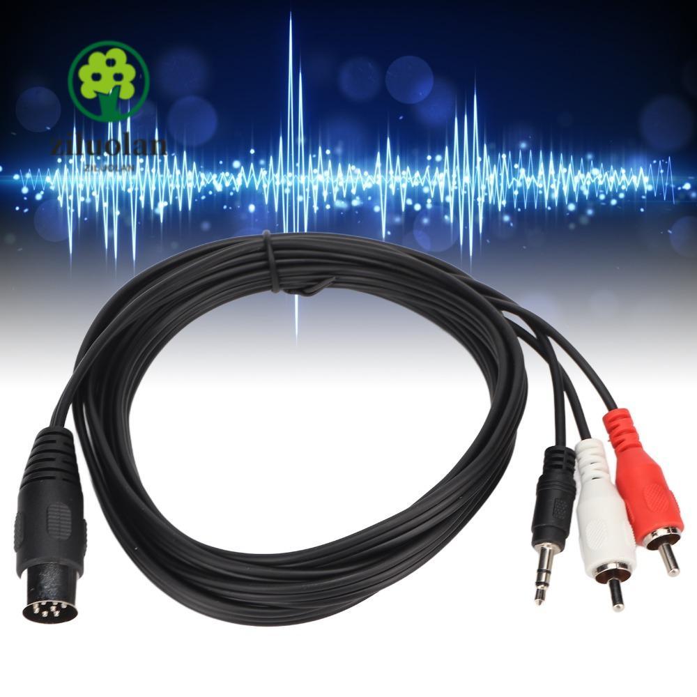 ZILUOLAN DIN 8Pin Male Audio Lead, 5.9ft Plug and Play DIN 8Pin to 3.5mm + 2RCA Cable, ป้องกันการรบก