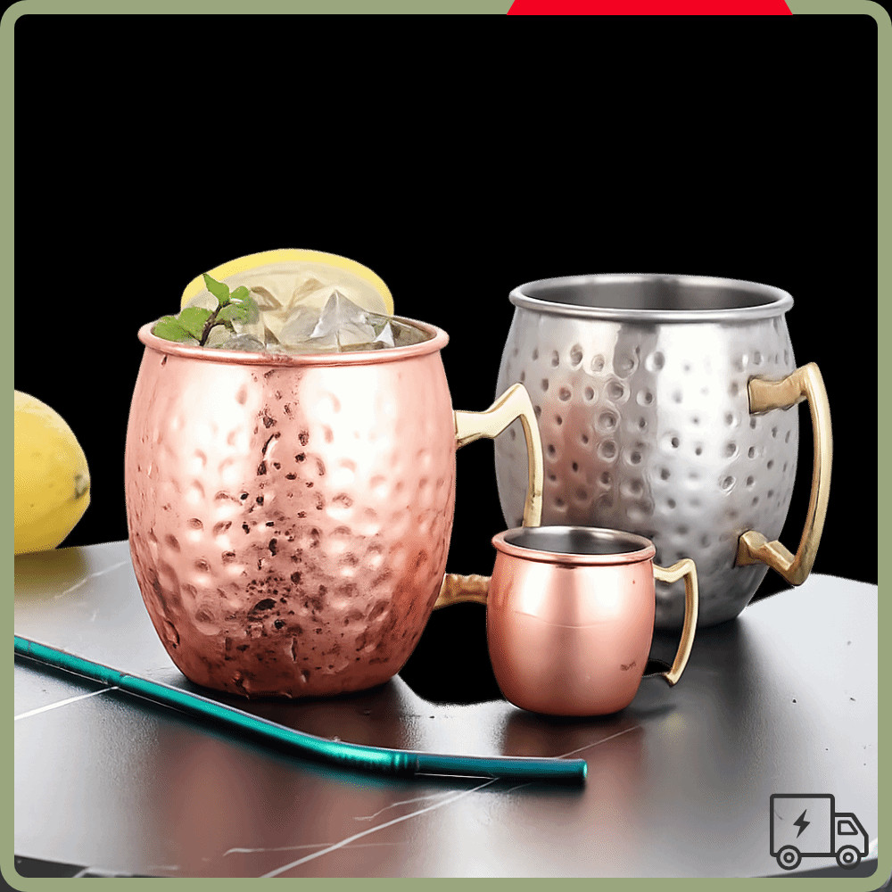 SUHE ถ้วยทองแดงบริสุทธิ์, หนา Moscow Mule ถ้วยแก้ว, กับ Strong Riveted Handle แปรงลักษณะ Smooth Hamm