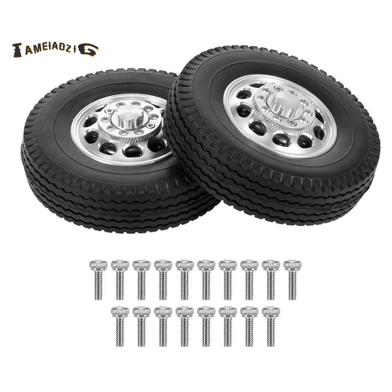 [คุณภาพ T]ยางด้านหน้าต่ํา Loader ล้อยาง Tyre พร้อม CNC ขอบอลูมิเนียมสําหรับ 1/14 RC รถแทรกเตอร์รถพ่ว