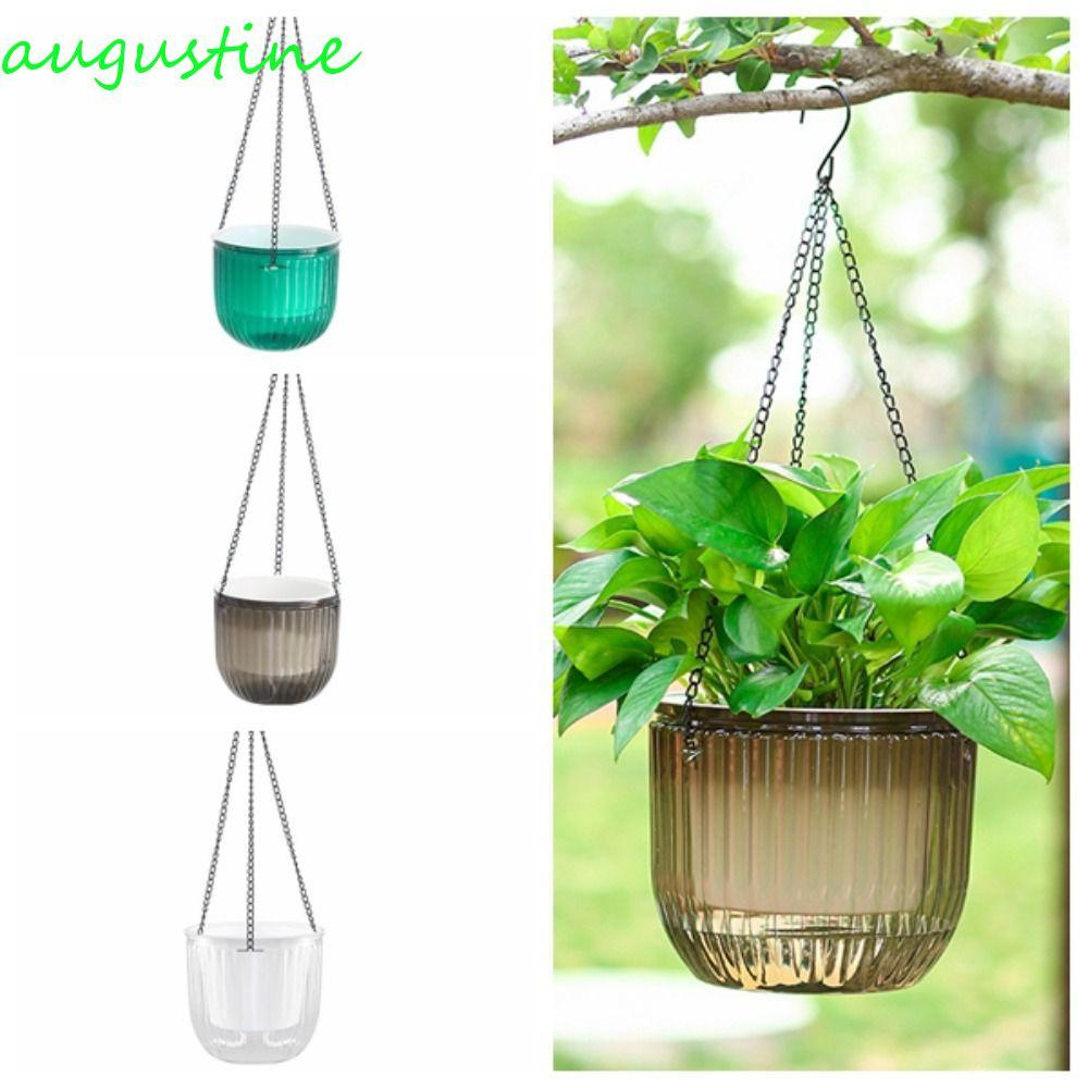 AUGUSTINE กระถางดอกไม้, พืชหม้อแจกัน Hydroponics, หนาแขวนตะกร้า Self Absorbing Water Soil Culture กร