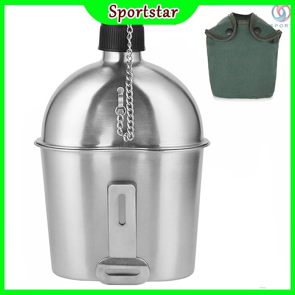 2pcs Stainless Steel Canteen Cup Set with Bag for Camping and Hiking