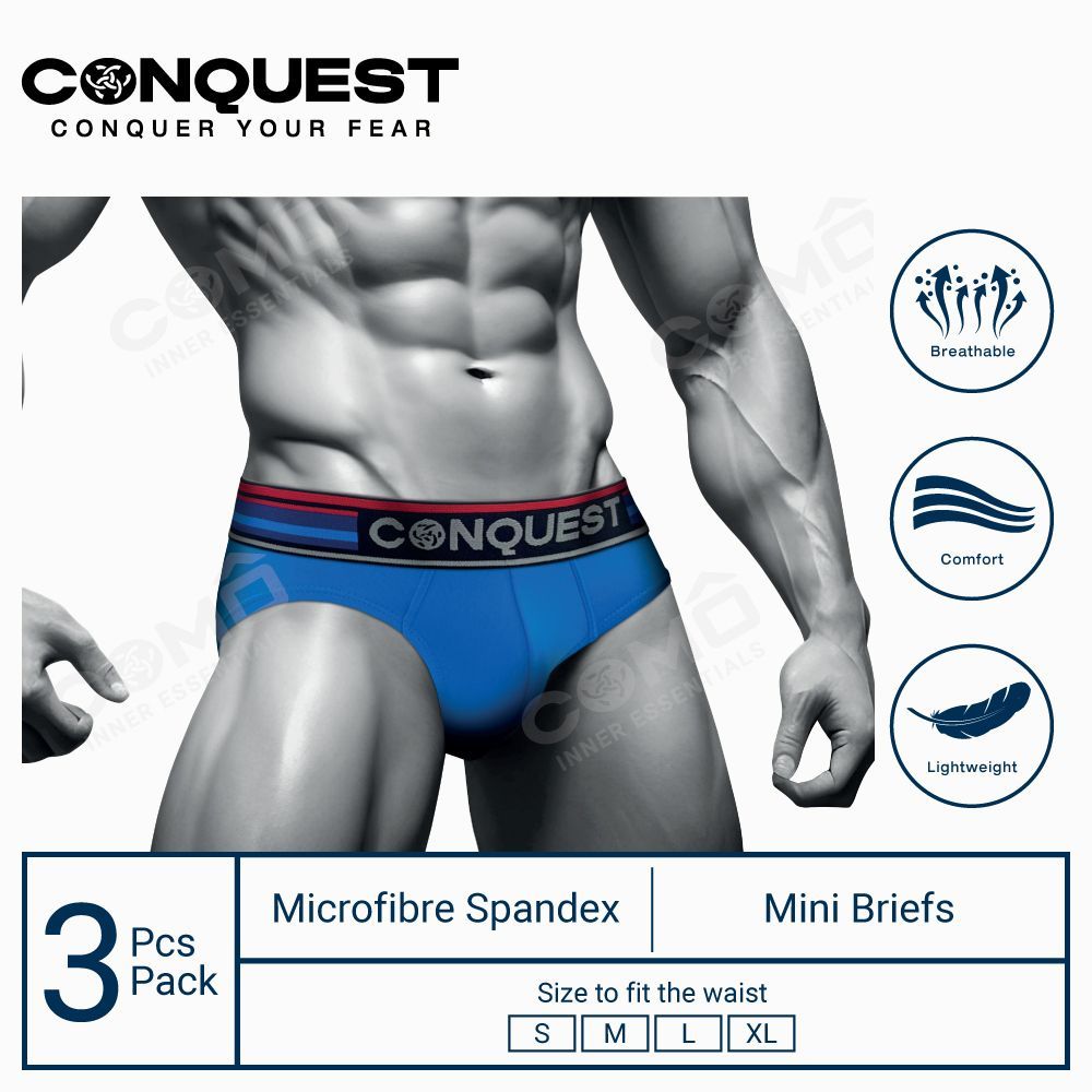 CONQUEST (3 ชิ้น) ชุดชั้นในมินิไมโครไฟเบอร์สแปนเด็กซ์สําหรับผู้ชาย - CQ5318
