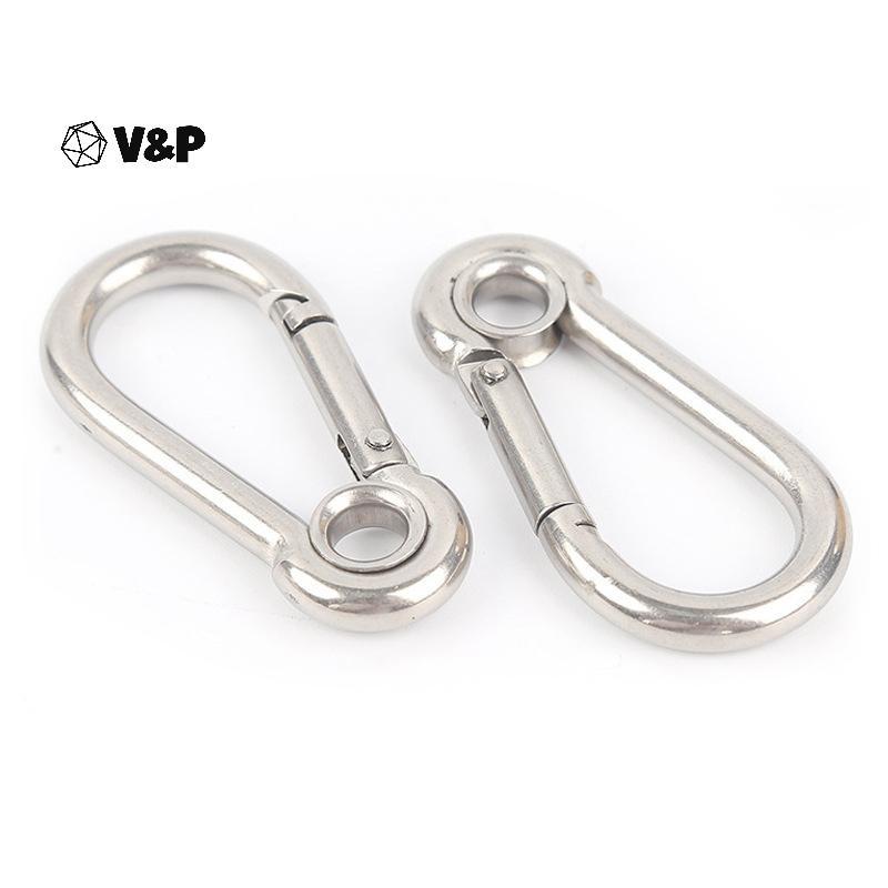 V&P M4 M5 M6 M7 M8 สแตนเลส Carabiner Carbine Snap Hook พร้อมตาไก่สปริง Bule Key แหวน