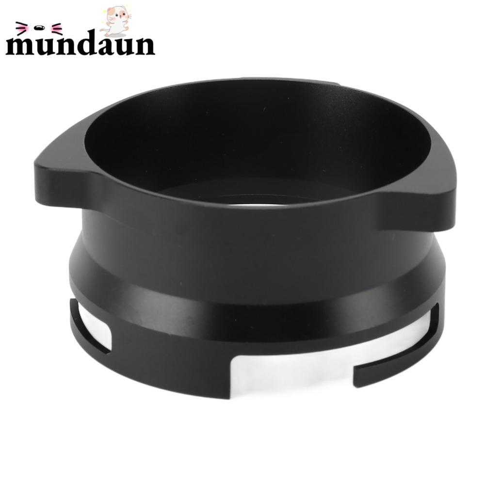 MUNDAUN Dosing Ring, Black Splash Proof Dosing Funnel, Coffee Accessories Rotatable Silver Aluminium