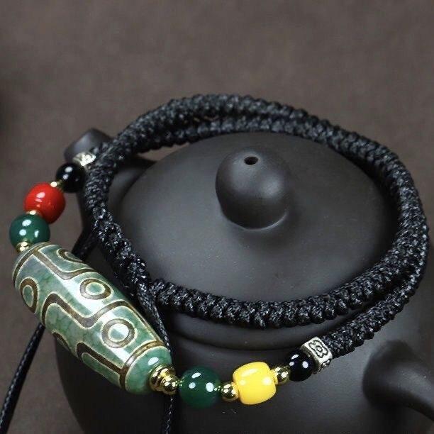 . 风 Shiba 九眼天珠 clavicle Chain สร้อยคอ ผู้ชายและผู้หญิง เรียบง่าย 百棉麻配饰 ความสัมพันธ์ ทิเบต อาเกต เก้า