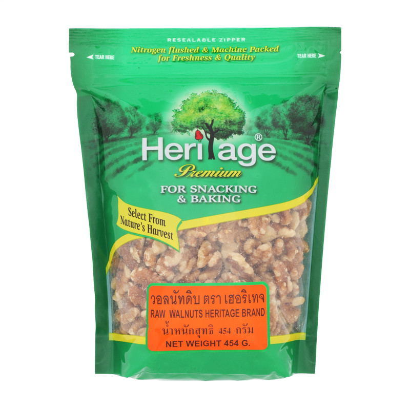 เฮอริเทจวอลนัทดิบ 454กรัม Heritage Walnuts 454g. [หมายเลขบาร์โค้ด 8850096170833 ]