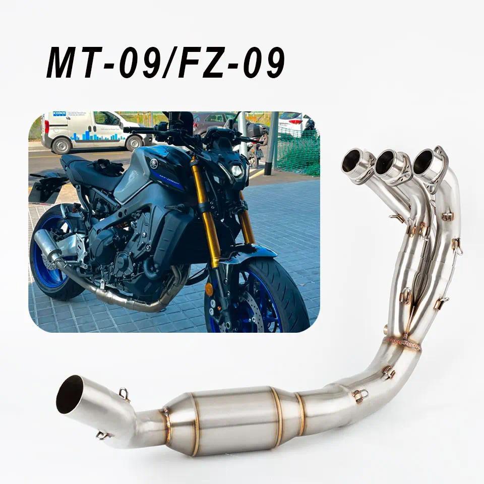 สำหรับ Yamaha MT-09 FZ-09 ส่วนหัว 2021-2023 สแตนเลสรถจักรยานยนต์ระบบไอเสียแบบสวมท่อลิงค์ MT09 ไอเสีย