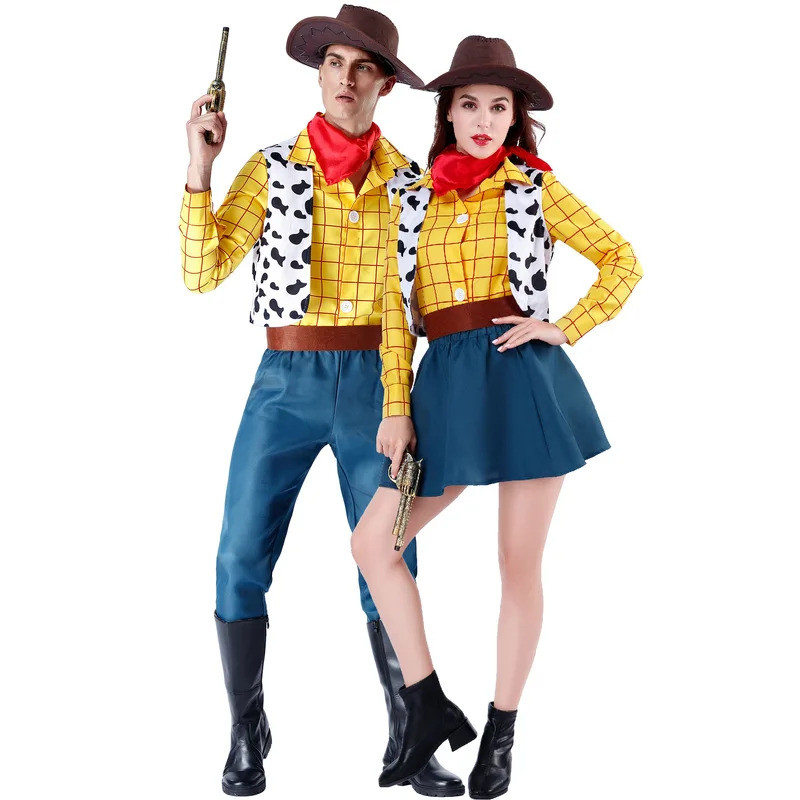 คอสเพลย์เรื่องราว Woody เครื่องแต่งกายชุดคาวบอยคริสต์มาสชุด Unisex นายอําเภอฮาโลวีน Carnival Dress U