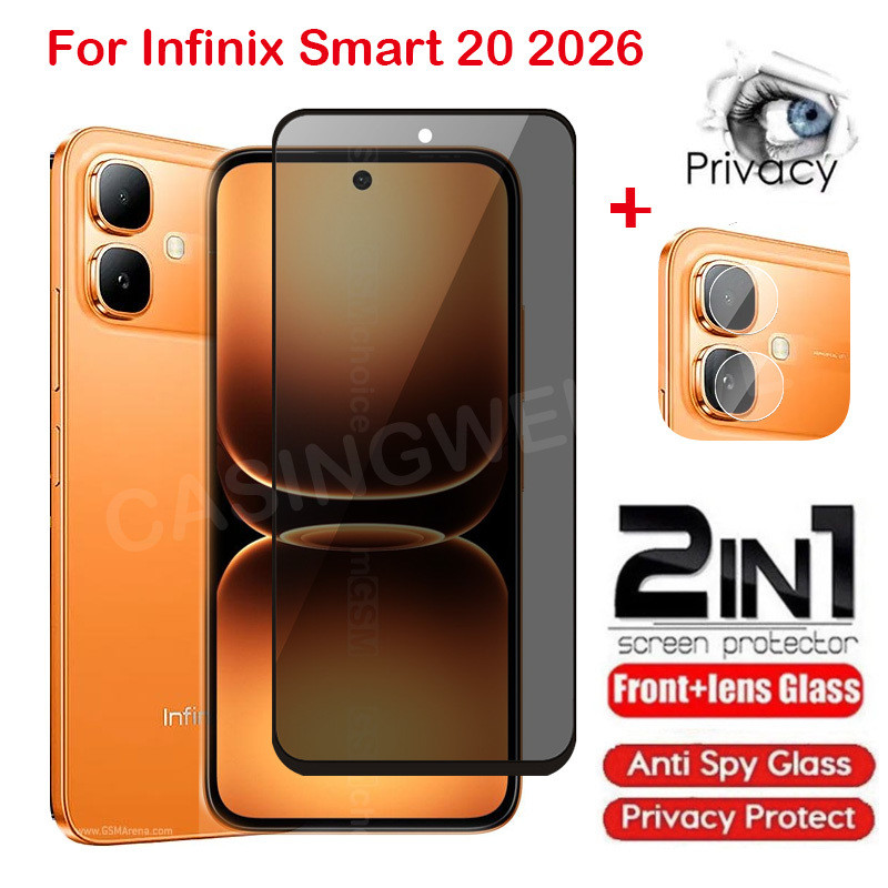 ป้องกันหน้าจอสําหรับ Infinix Smart 20 10 Plus 5G 4G 2026 กระจกนิรภัยส่วนตัว Anti-Spy คลุมทั้งหมดป้องกันหน้าจอ Anti Peek ฟิล์มความเป็นส่วนตัว