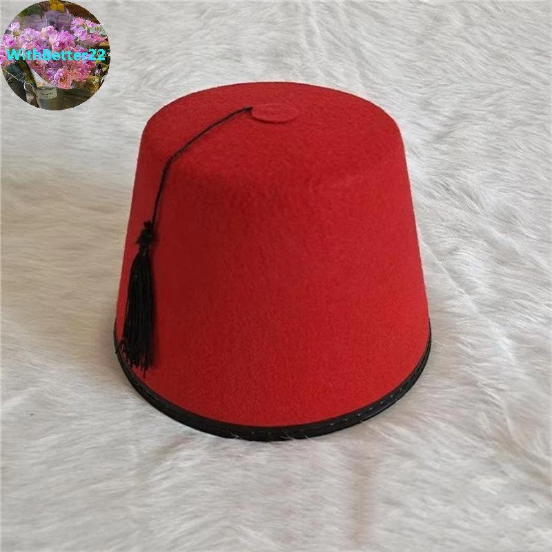 หมวก Fez สีแดง ระบายอากาศได้ สำหรับคอสเพลย์และงานเลี้ยง Moroccan Hat