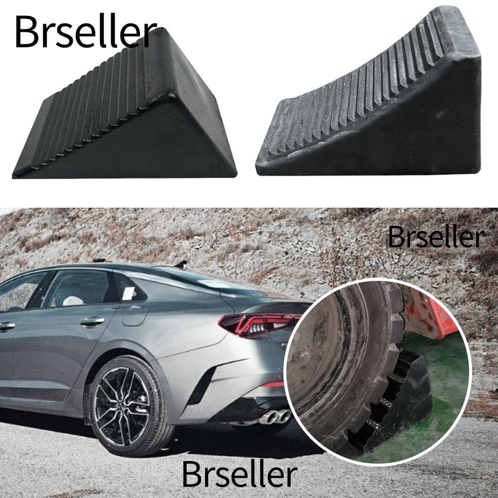 BRSELLER โช๊คล้อ, สีดํายางทนทานยางลื่น Stopper, แบบพกพา Heavy Duty Parking Aid สามเหลี่ยม Slope Desi