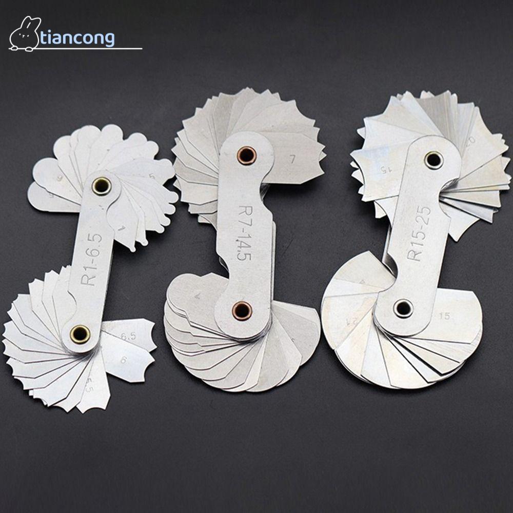TIANCONG 16 ชิ้น/เซ็ต Radius Gauge Arc เครื่องมือวัดสําหรับอุตสาหกรรมวัด Fillet Radius Gauge ตัวอย่า