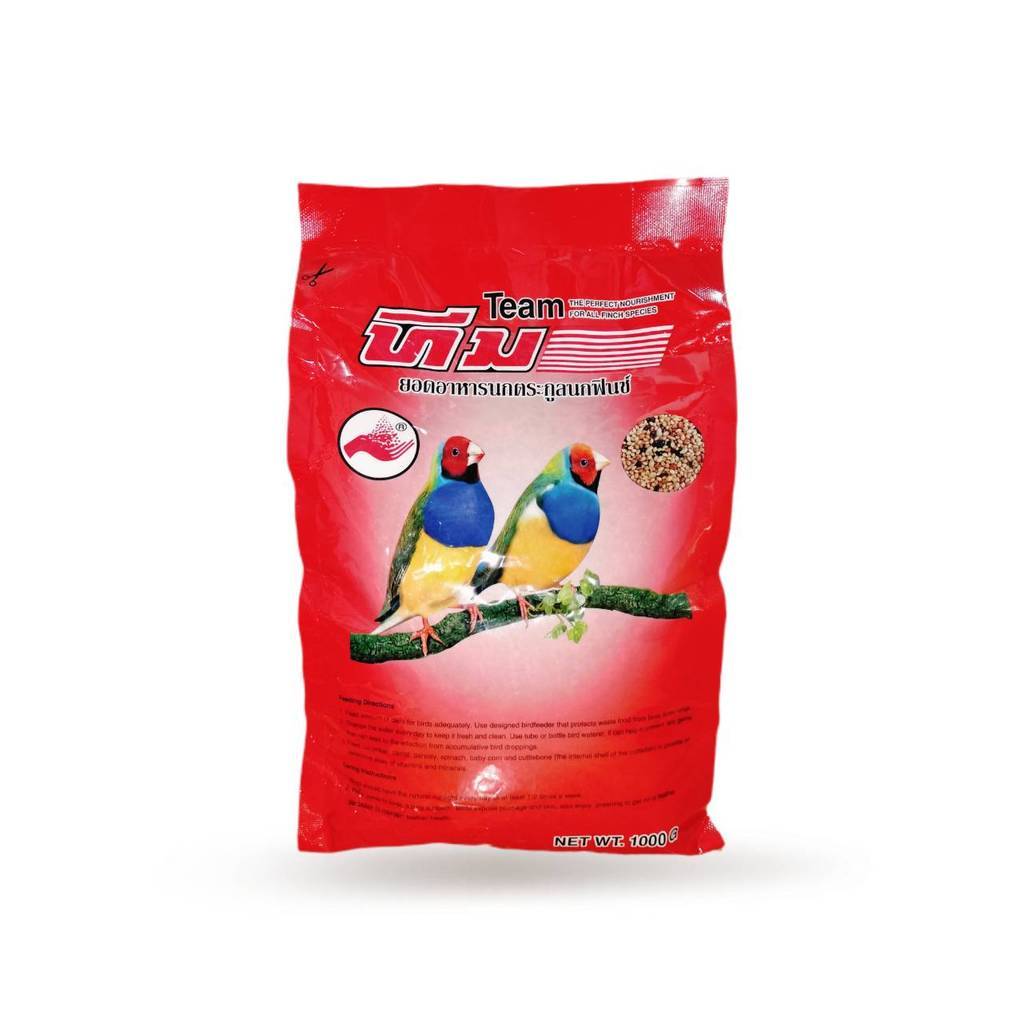 TEAM อาหารนก ทีม สำหรับนกตระกูลฟินซ์ (Finch) สำหรับ นกขนาดเล็ก นกฟินซ์ 7 สี 1 Kg.-