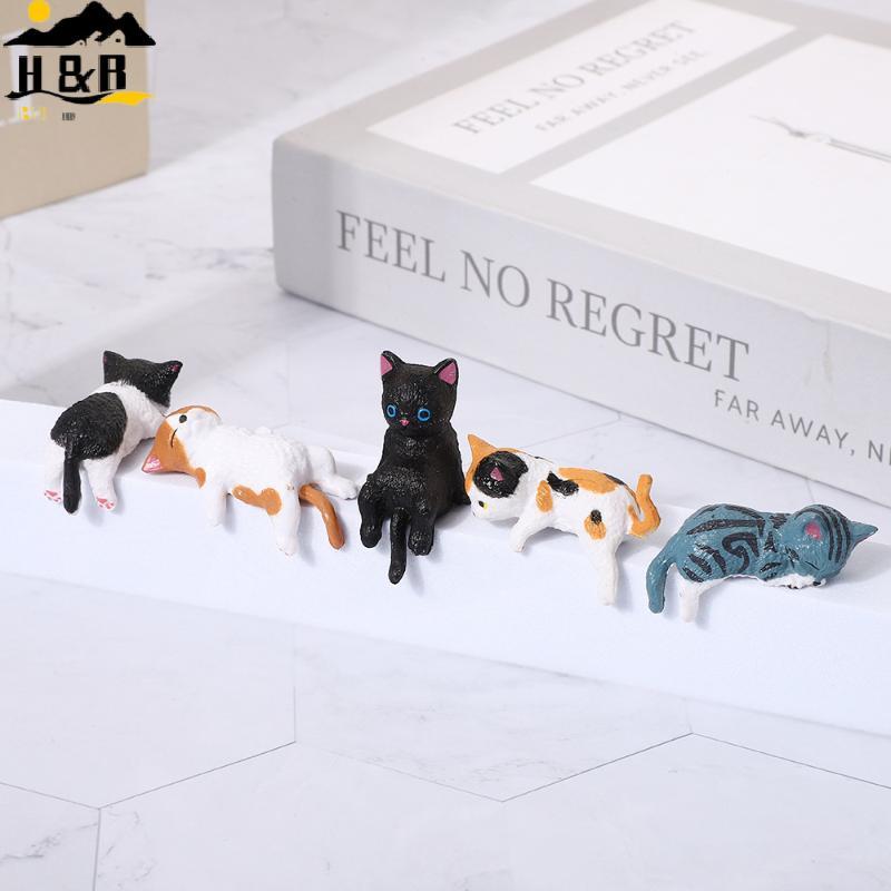 H&B 5-Pa Healing Anti-Loneliness ตุ๊กตาแมว | Resin Desktop & Car Companion พร้อมฐานกันลื่น | ของขวัญสร้างสรรค์สําหรับวันเกิด {th}