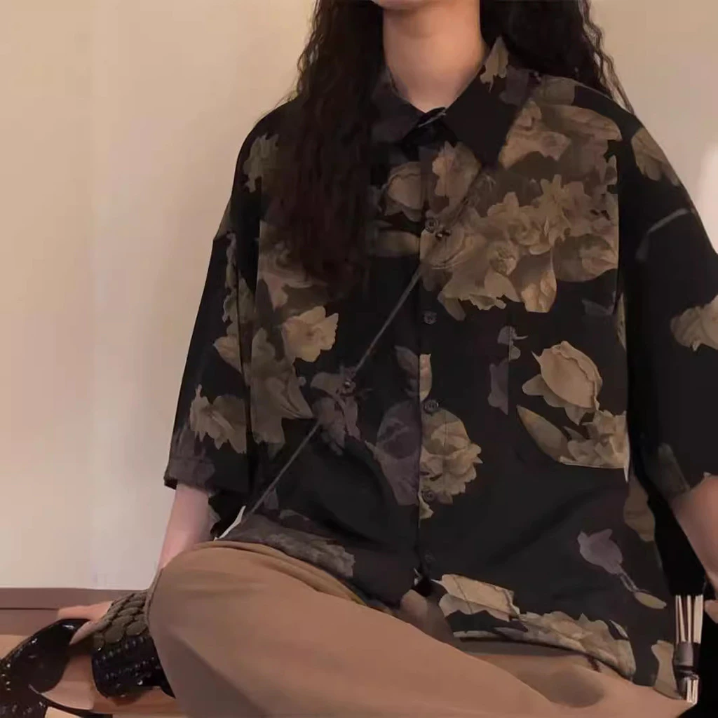 เสื้อลายดอก แขนสั้น คอปกตั้ง สไตล์ฮาวาย สำหรับผู้หญิง thumbnail 6
