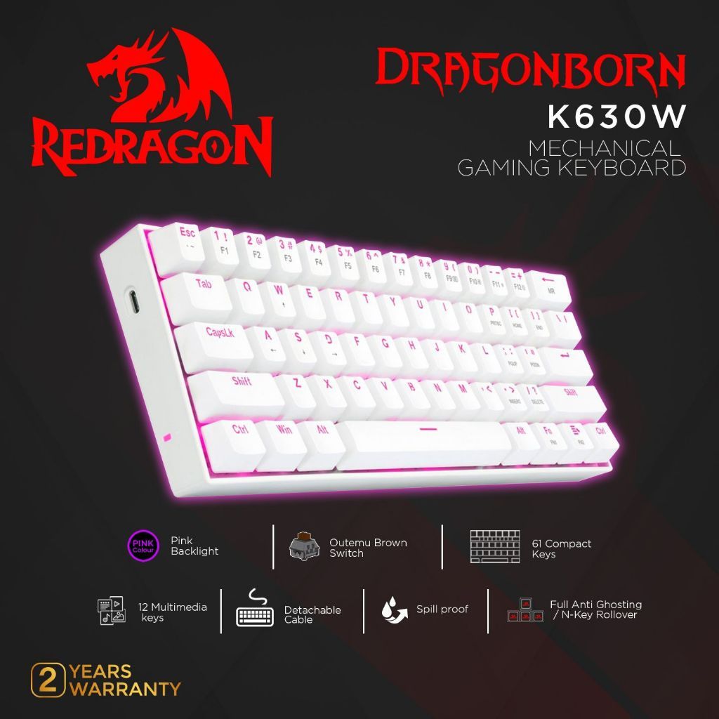 REDRAGON Reddragon Mechanical Gaming Keyboard DRAGONBORN WHITE - K630W
