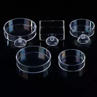 [ใหม่] Aquarium Feeder อะคริลิคปลาโปร่งใสรอบจานสแควร์กุ้งกล่องอาหารปลาและกุ้งอุปกรณ์ให้อาหาร [TH]