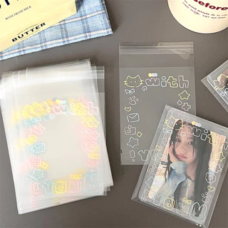 COZII 🚀 📌ถุงซีลเก็บการ์ดไอดอล 100ชิ้น ลายแมวน่ารัก โปร่งใส กันน้ำ กันฝุ่น กันรอย ซองใส่โฟโต้การ์ด การ์ดสะสม ✔️8x10+3ซม