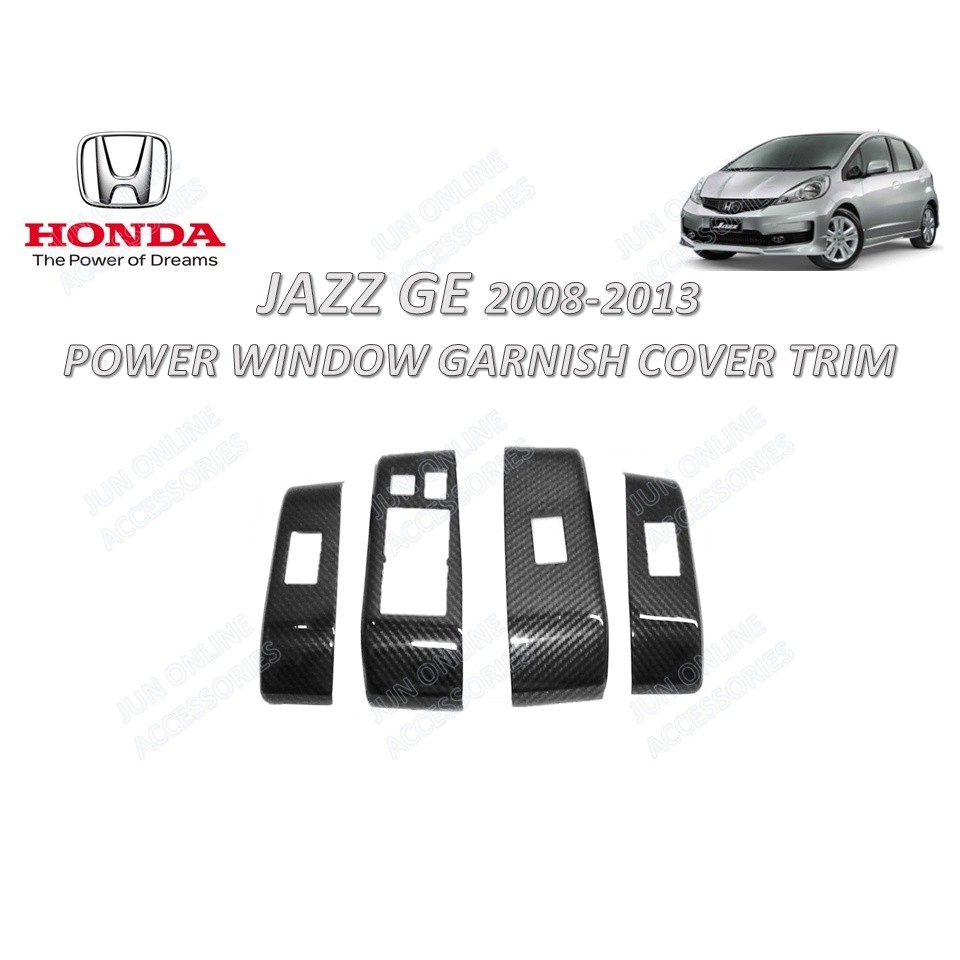 Honda Jazz GE 2008-2013 แผงหน้าต่างไฟฟ้า Garnish Trim ภายในฝาครอบ Trim สไตล์คาร์บอน