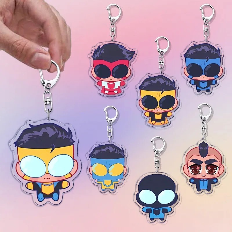 Invincible Chibi Omni Man Mica พวงกุญแจอะคริลิคอุปกรณ์เสริมโปร่งใสสําหรับแขวนกระเป๋าเป้สะพายหลังกระเ