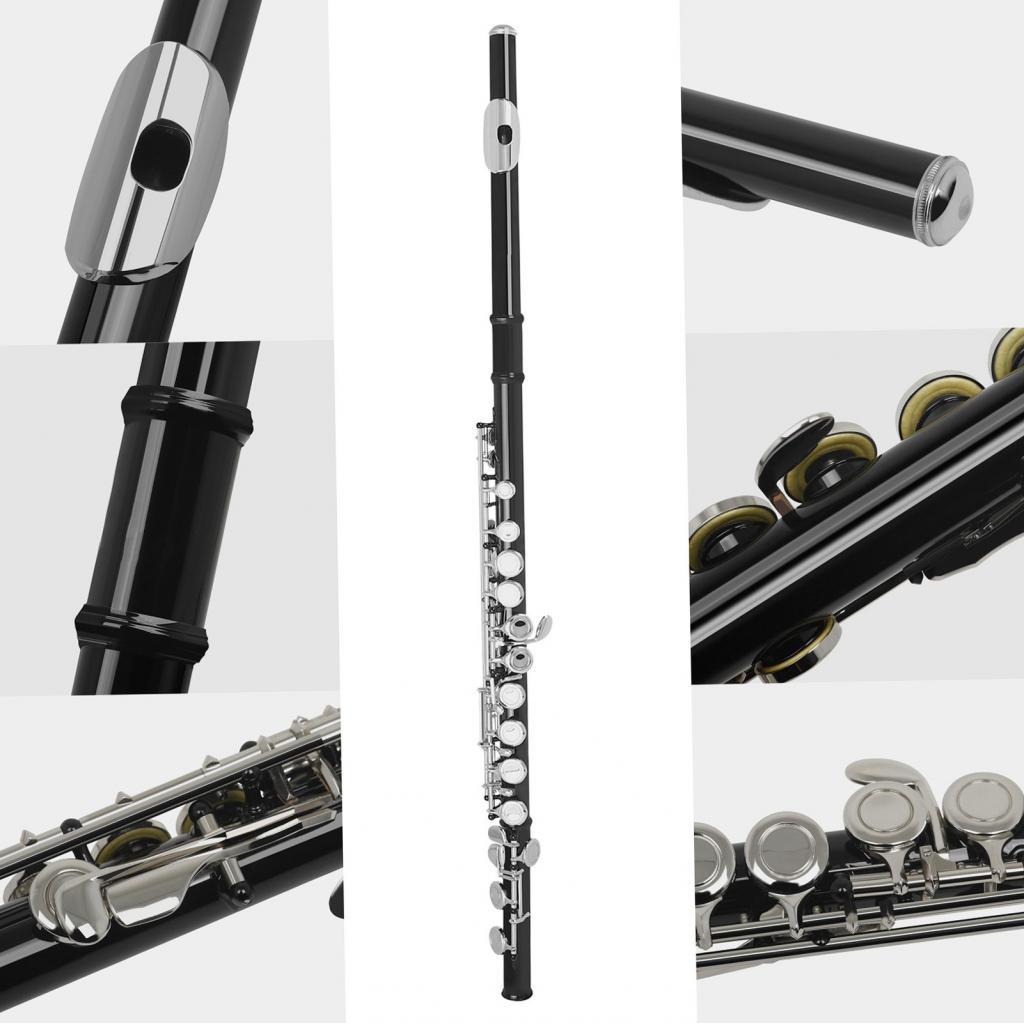 Nicethings-TH Btuty Western Concert Flute Cupronickel ชุบนิกเกิล 16 หลุม C Key เครื่องดนตรีเครื่องลม