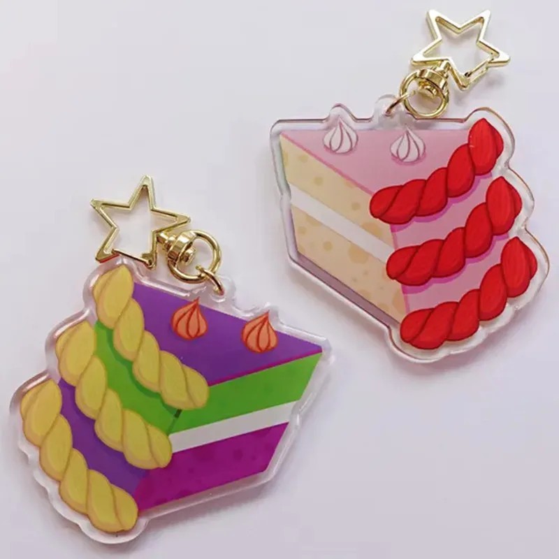 BFDI Battle for Dream Island Yoylecake Cake ที่ Stake Mica พวงกุญแจอะคริลิคพิมพ์ลาย 2 ด้านสําหรับตกแ