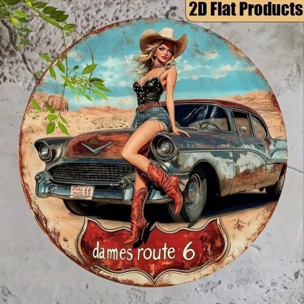 HELLOYOUNG Retro Americana Route 66 ป้ายโลหะ 8 นิ้ว Vintage Wall Decor Man Cave Garage Art