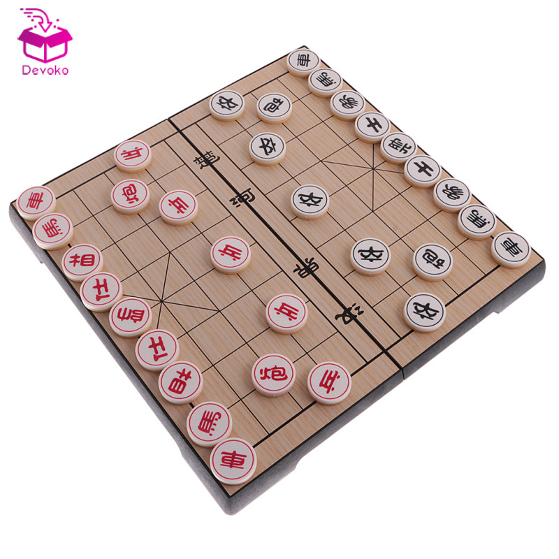 [chiwanji2mf] ชุดหมากรุกจีน Xiangqi แบบพกพาเกมกระดานพับได้แม่เหล็กเกมครอบครัว