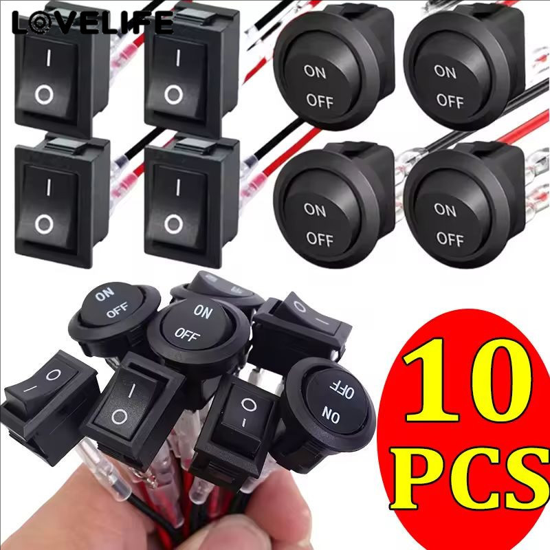[AUTO & 3C]2/5/10PCS - ปุ่มสวิทช์เปิด-ปิด DC12V-24V สําหรับการควบคุมยานพาหนะ, วัสดุทองแดง ABS ฟังก์ชั่นที่เพิ่มขึ้น, หัวกลมติดตั้งง่ายสําหรับเรือ RV อัตโนมัติ