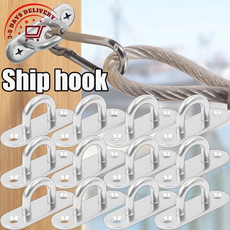 [จัดส่ง 3-5 วัน]ตะขอสแตนเลส 1/2/4 ชิ้น | แผ่นปิดตารูปไข่สําหรับทะเลเพดานติดผนัง | แหวนแขวน M5/M6 ทนต