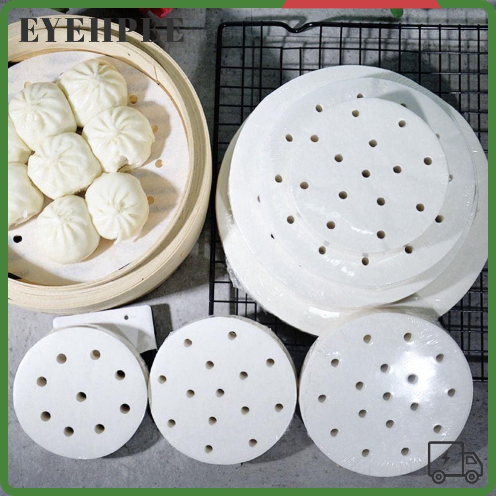 SERENDI 100 ชิ้น Buns Pastry Non-stick Paper, 4/5/6/7/8in Disposable Steamer Paper, Round Bread Bake