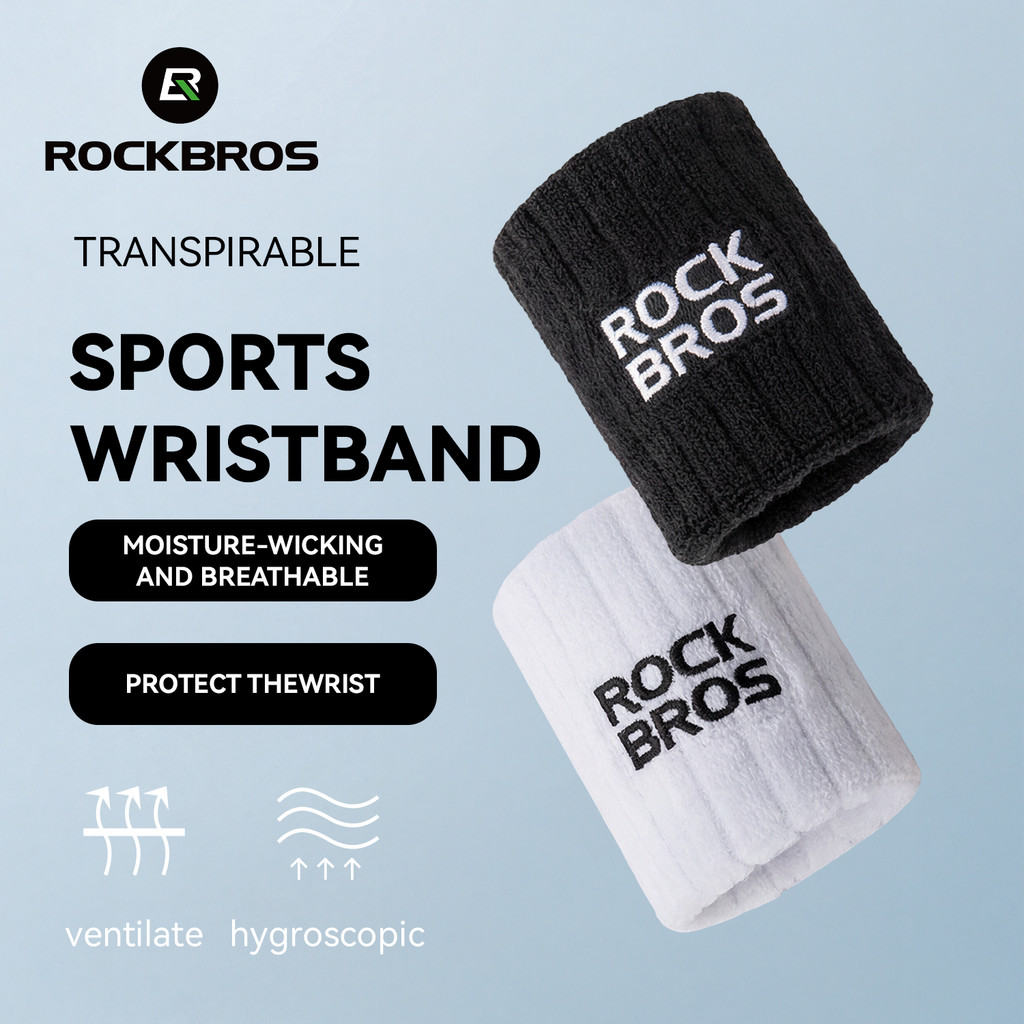 ROCKBROS กีฬาสายรัดข้อมือผู้ชายผู้หญิงระบายอากาศดูดซับเหงื่อรั้งข้อมือวิ่งบาสเกตบอลเทนนิสฟิตเนสข้อมือสนับสนุน