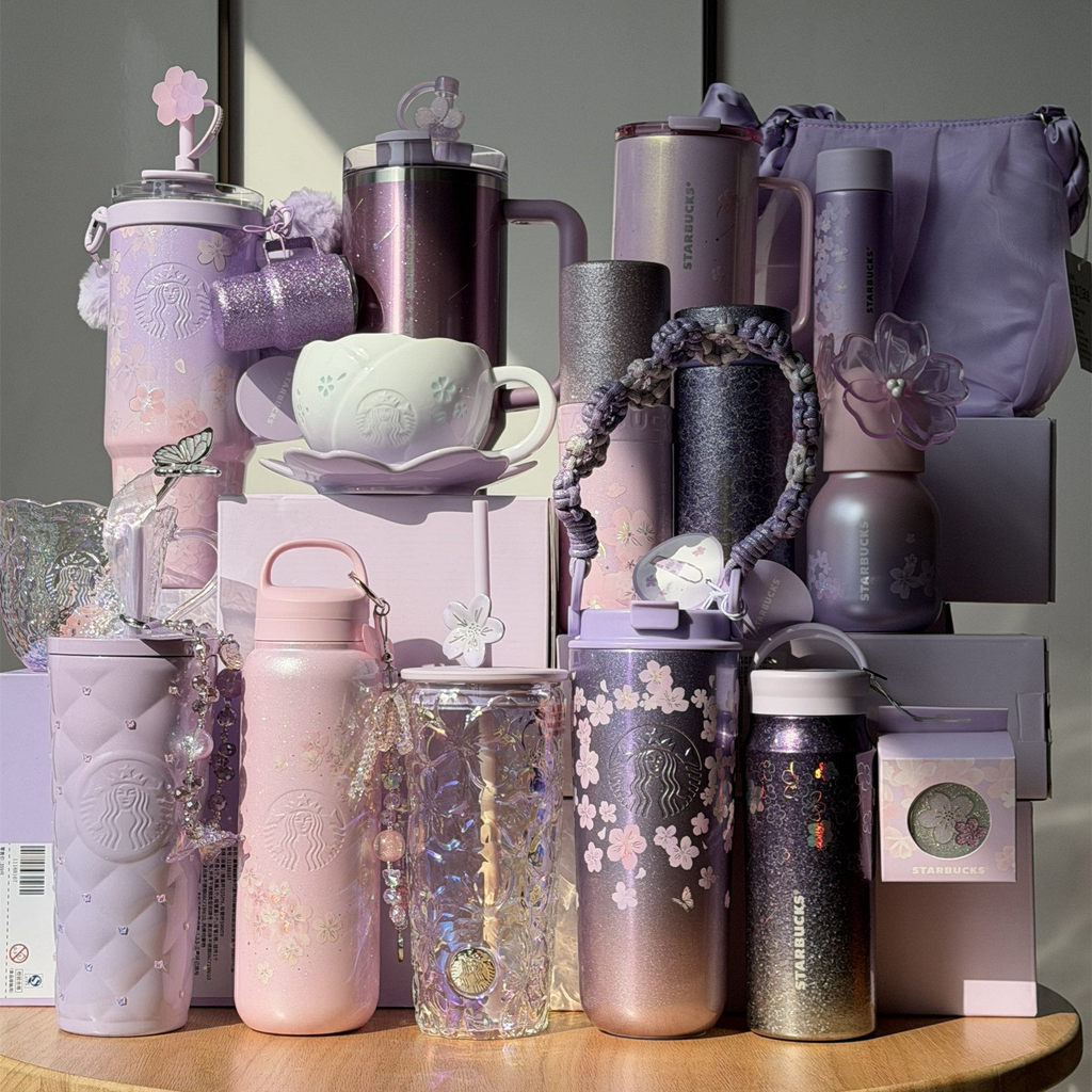 Starbucks Cup 2026 Twilight Cherry Blossom สีม่วง Cherry Blossom แก้วฟางสแตนเลสมูลค่าสูงถ้วยน้ํา