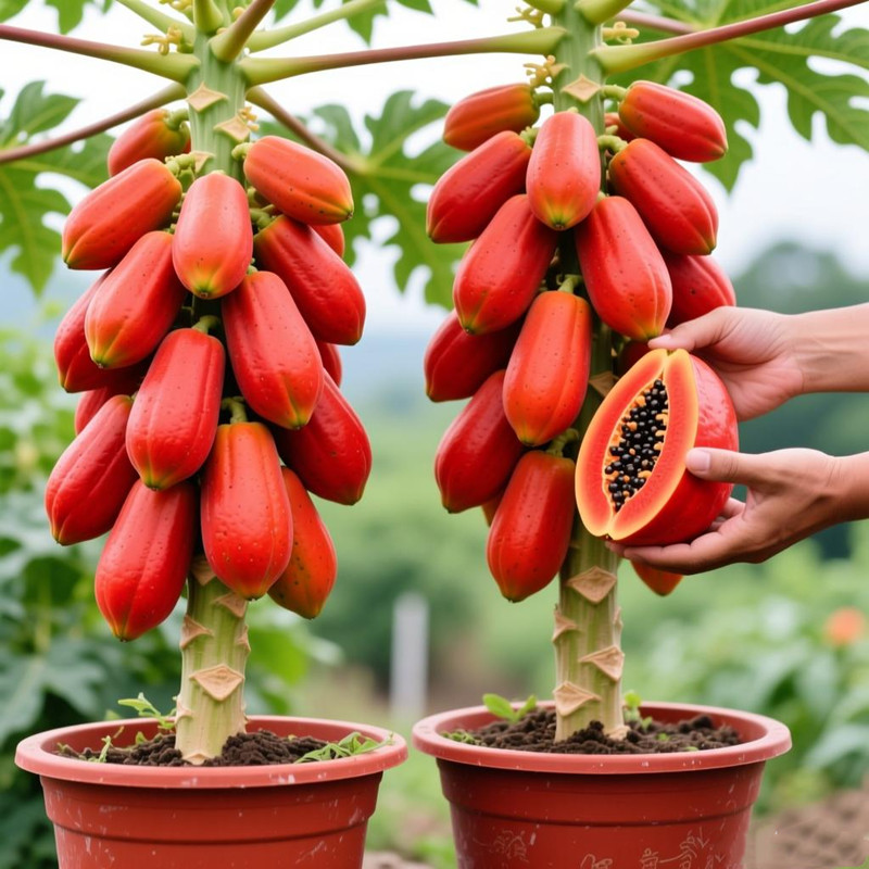 10seeds/bag Red Papaya Seeds Red Lady Papaya Plant Fruit Seed Dwarf Sweet Papaya Tree seeds บอนไซ ต้