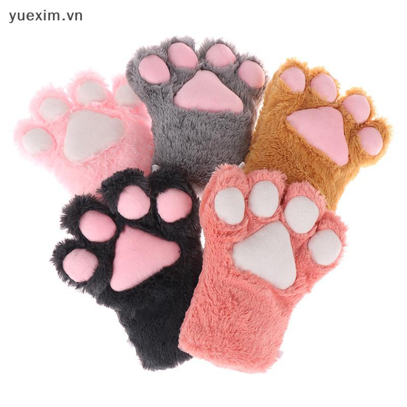 Null น่ารักหมี Cat Paw ถุงมือ Fluffy Plush การ์ตูนสัตว์อะนิเมะ Lolita คอสเพลย์ Mitten null