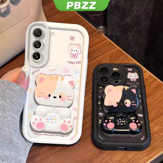 PBZZ FOR เคส สําหรับ samsung s21 fe samsung s21 ultra samsung s21 plus เคสโทรศัพท์ Softcase ซิลิโคนกันกระแทกออกแบบใหม่ความงามการ์ตูนแมวพร้อมผู้ถือสําหรับกระจก JTMMZJ01