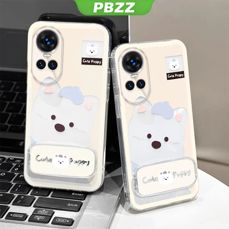 PBZZ เคสสําหรับ OPPO Reno 10 pro RENO10 5g เคสโทรศัพท์ Softcase ซิลิโคนกันกระแทก Clear Cover ดีไซน์ใหม่ความงามสุนัขน่ารักพร้อมที่วางสําหรับกระจก TKXGDQZJ01